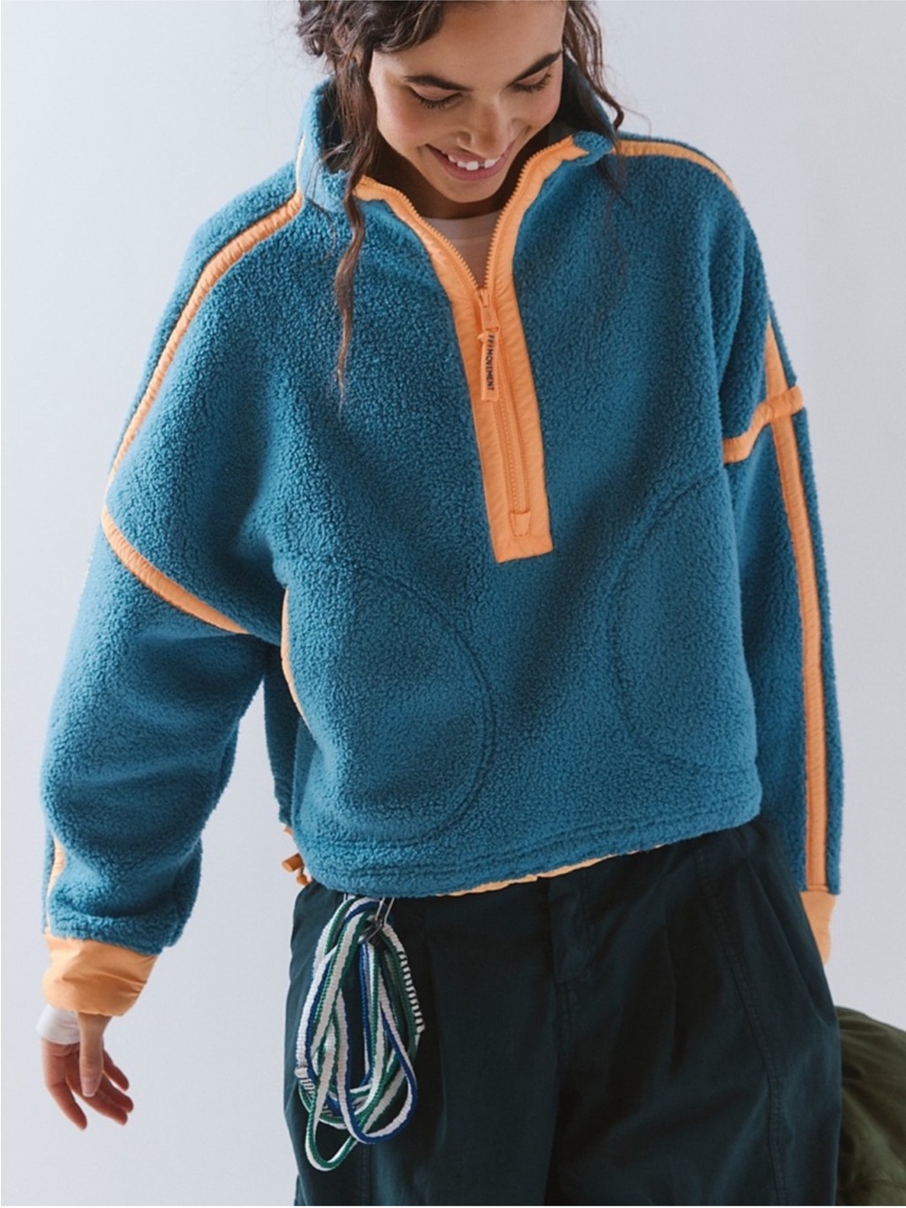 Free People FP Movement Mountain High Colorblock Half-Zip Fleece Celestial Blue